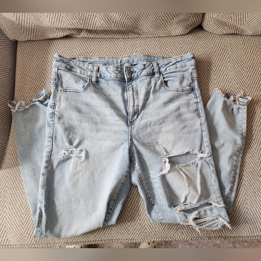 AE Next Level Ripped Super High-Waisted Ripped Jegging 18 Super Stretch